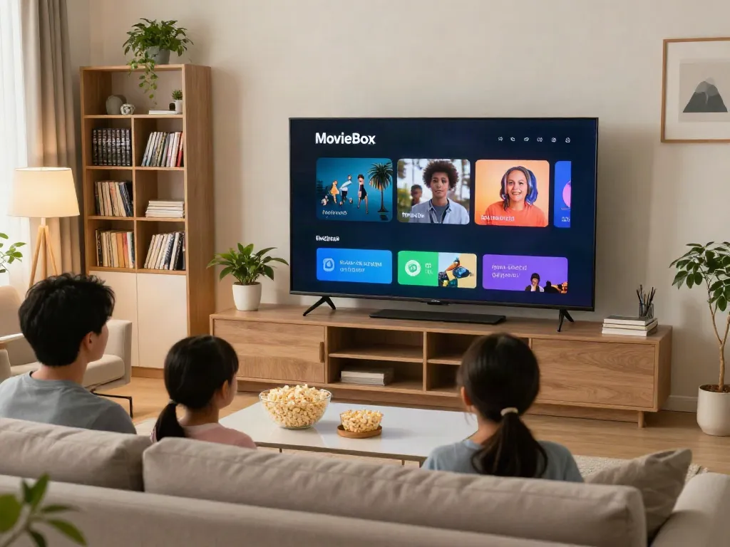 Enjoy a cozy movie night at home with MovieBox app streaming.