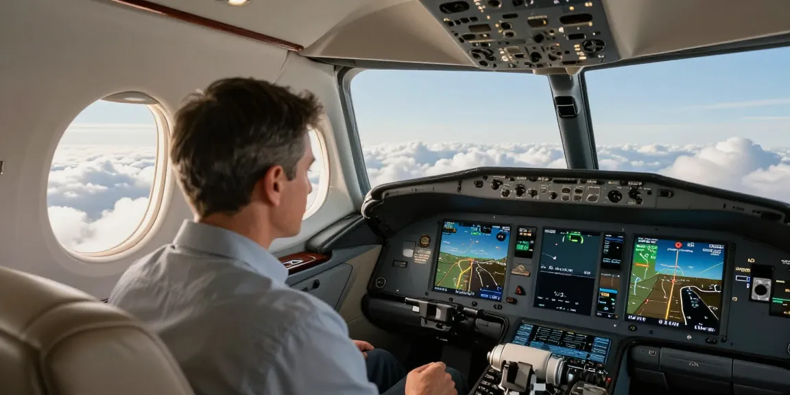 Efficient northern Ontario flights in a private aircraft cockpit showcasing luxury and navigation.